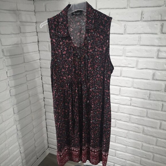 2 / $30.00 - Lily Morgan Ladies Black with Flower Pattern Sleeveless Dress - Picture 1 of 10